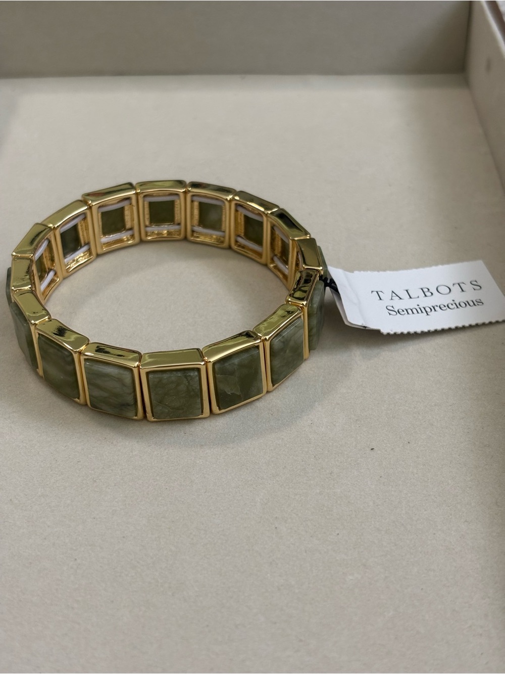 Talbots Green Semiprecious Stone Tile Bracelet